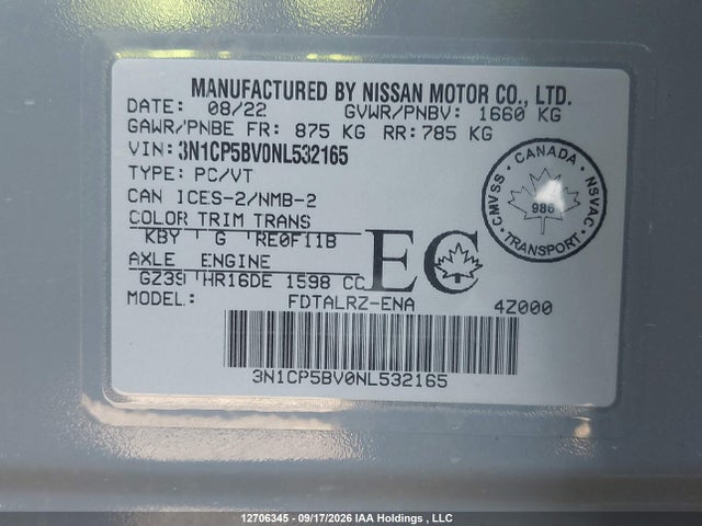 Nissan KICKS S 2022 3N1CP5BV0NL532165 Image 9