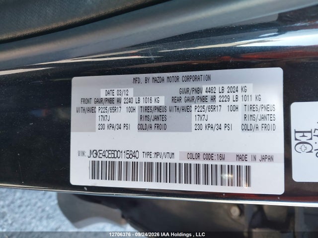Aukcja sprzedaży 2013 Mazda Cx-5 Touring, vin: JM3KE4CE6D0115840, numer aukcji: 12706376