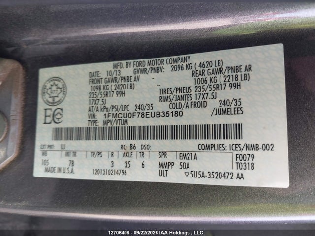 Ford ESCAPE S 2014 1FMCU0F78EUB35180 Image 18