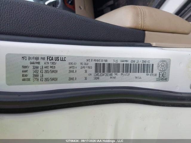 Aukcja sprzedaży 2015 Dodge Durango Citadel, vin: 1C4RDJEG4FC921085, numer aukcji: 12706434