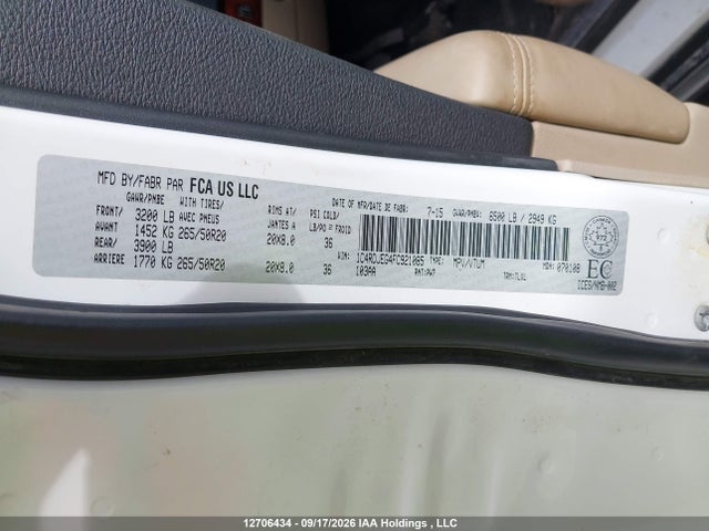 Aukcja sprzedaży 2015 Dodge Durango Citadel, vin: 1C4RDJEG4FC921085, numer aukcji: 12706434