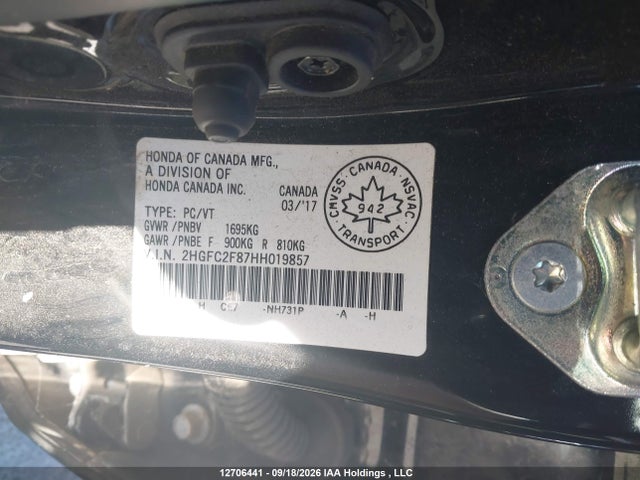 2HGFC2F87HH019857 Honda CIVIC EX