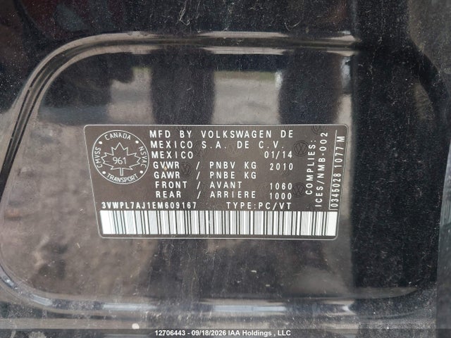 3VWPL7AJ1EM609167 Volkswagen JETTA TDI