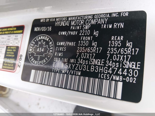 5XYZU3LB3HG474430 Hyundai SANTA FE SPORT