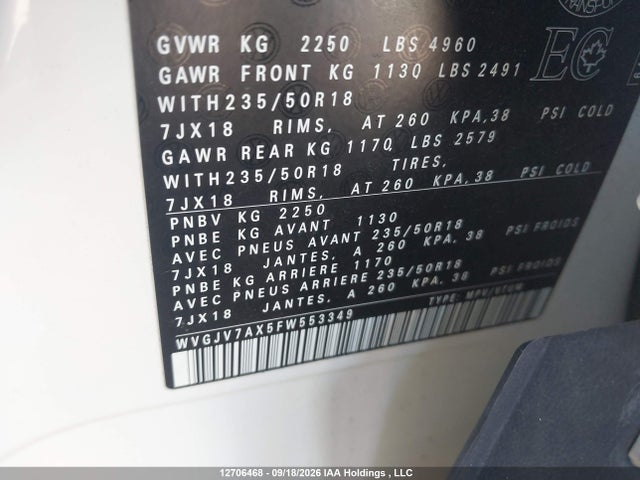 WVGJV7AX5FW553349 Volkswagen Tiguan S/se/sel/r-line