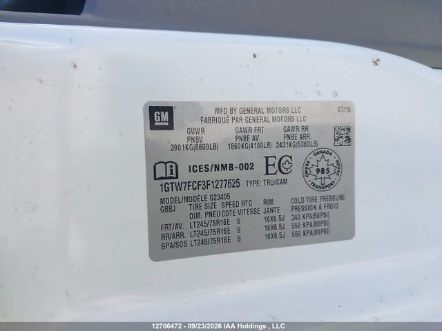 1GTW7FCF3F1277625 GMC Savana 2500 1wt