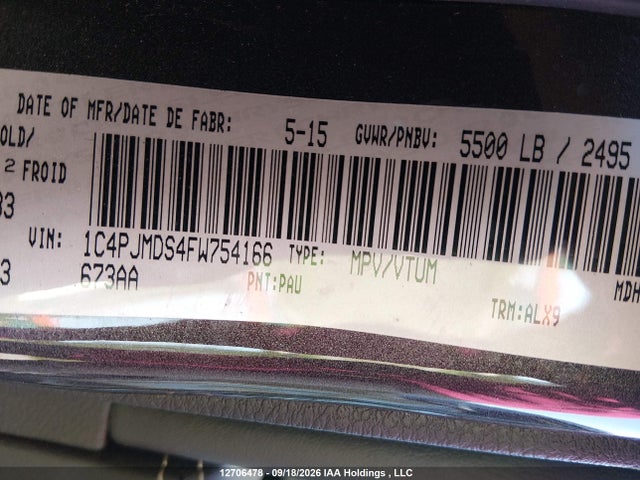 Продаж на аукціоні авто 2015 Jeep Cherokee, vin: 1C4PJMDS4FW754166, номер лоту: 12706478