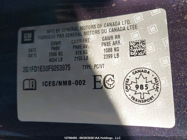 Продаж на аукціоні авто 2015 Chevrolet Camaro 1lt, vin: 2G1FD1E30F9263975, номер лоту: 12706485
