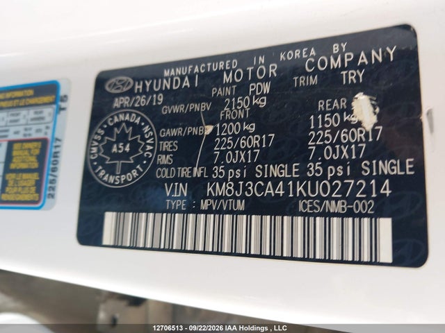 Hyundai Tucson Preferred 2019 KM8J3CA41KU027214 Image 9
