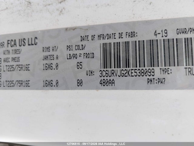 Aukcja sprzedaży 2019 Ram Promaster 3500 3500 High, vin: 3C6URVJG2KE538099, numer aukcji: 12706515