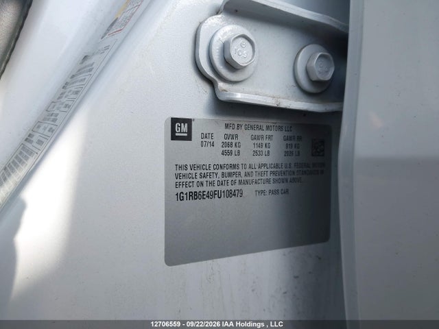 Продаж на аукціоні авто 2015 Chevrolet Volt, vin: 1G1RB6E49FU108479, номер лоту: 12706559