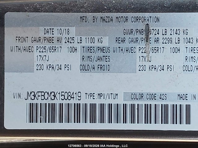 JM3KFBCM3K1508419 Mazda Cx-5 Gs