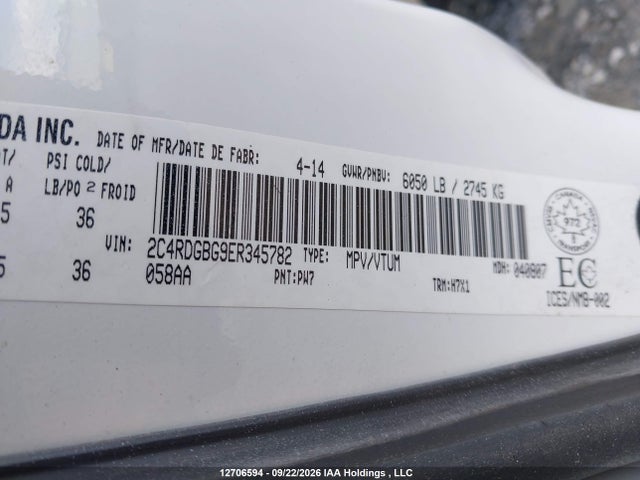 Dodge Grand Caravan Se 2014 2C4RDGBG9ER345782 Image 9