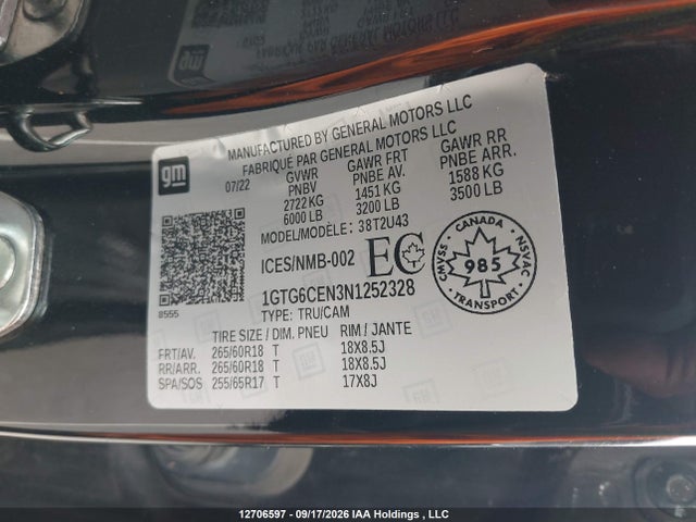 GMC Canyon Elevation 2022 1GTG6CEN3N1252328 Image 9