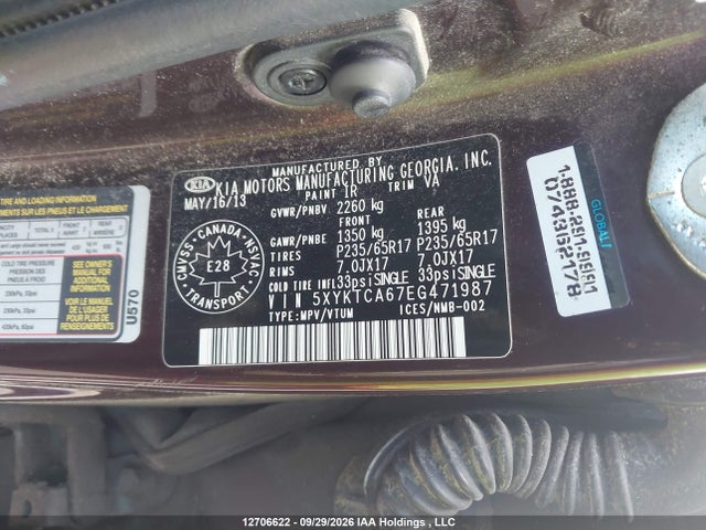 KIA Sorento 2014 5XYKTCA67EG471987 Image 9