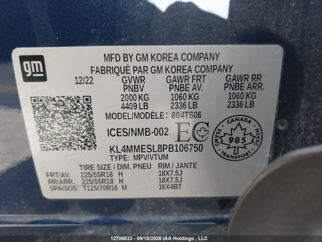 Aukcja sprzedaży 2023 Buick Encore Gx Select, vin: KL4MMESL8PB106750, numer aukcji: 12706633