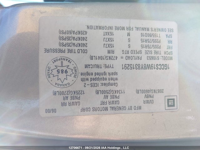Продажа на аукционе авто 2000 Chevrolet S-10 Ls, vin: 1GCCS19W8Y8315291, номер лота: 12706671
