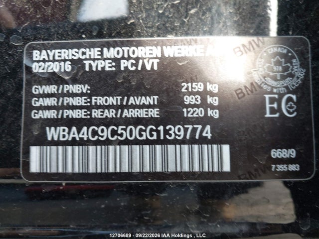 2016 Bmw 428i Gran Coupe Xdrive მანქანა იყიდება აუქციონზე, vin: WBA4C9C50GG139774, აუქციონის ნომერი: 12706689