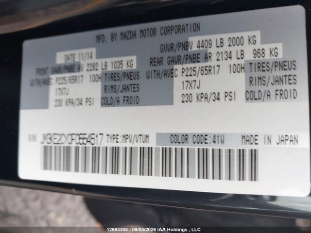Aukcja sprzedaży 2015 Mazda Cx-5 Gs, vin: JM3KE2CY0F0554517, numer aukcji: 12693308
