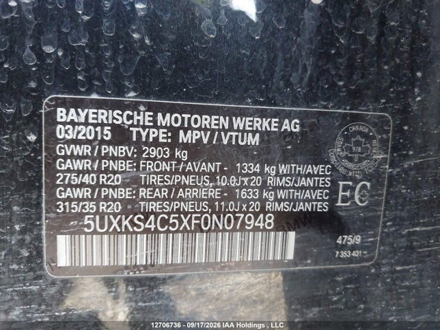 5UXKS4C5XF0N07948 BMW X5 Xdrive35d