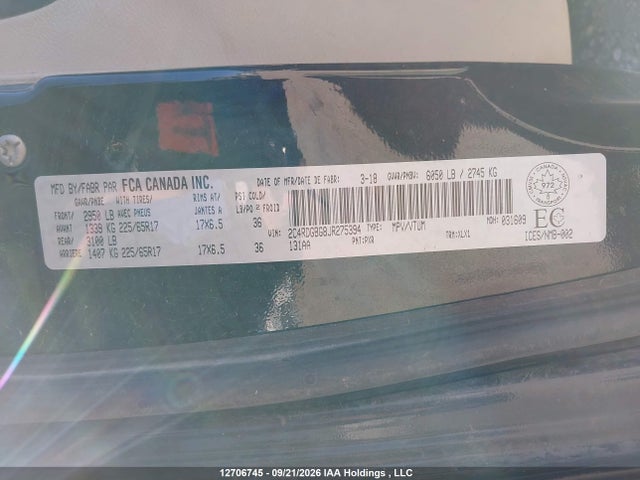 Продажа на аукционе авто 2018 Dodge Grand Caravan Se, vin: 2C4RDGBG8JR275394, номер лота: 12706745