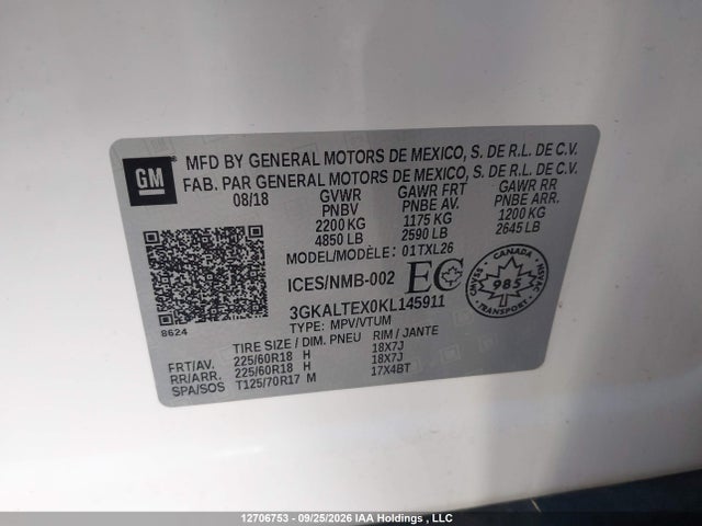 Продаж на аукціоні авто 2019 Gmc Terrain Sle, vin: 3GKALTEX0KL145911, номер лоту: 12706753