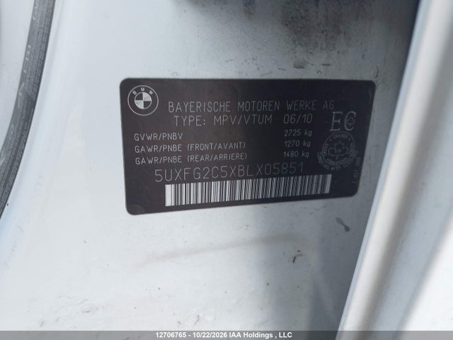 Aukcja sprzedaży 2011 Bmw X6 Xdrive35i, vin: 5UXFG2C5XBLX05851, numer aukcji: 12706765