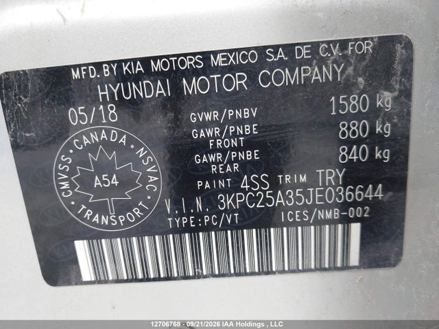 Продаж на аукціоні авто 2018 Hyundai Accent L, vin: 3KPC25A35JE036644, номер лоту: 12706768