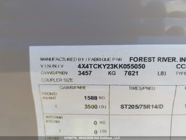 Forest River Grey Wolf 2019 4X4TCKY23KK055050 Image 13