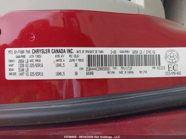 12706805 :رقم المزاد ، 2D8HN44E39R650561 vin ، 2009 Dodge Grand Caravan Se مزاد بيع
