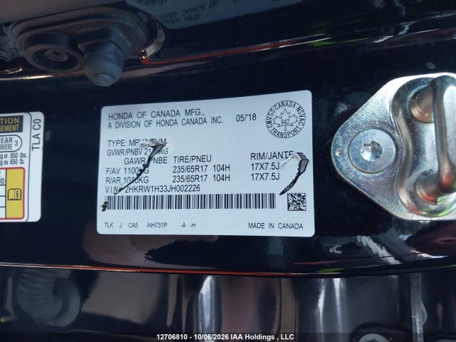 Honda CR-V LX 2018 2HKRW1H33JH002226 Image 9