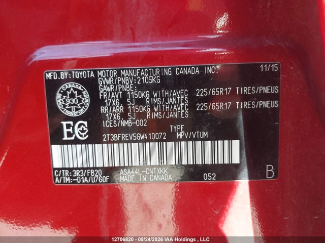 Toyota RAV4 LE 2016 2T3BFREV5GW410072 Image 19
