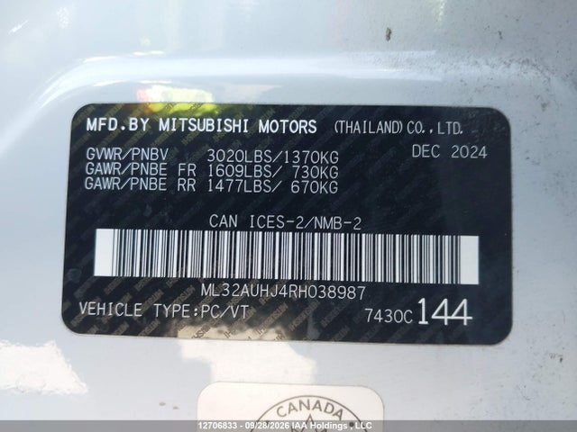ML32AUHJ4RH038987 Mitsubishi MIRAGE ES