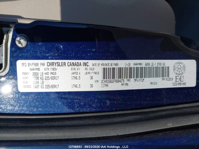 12706853 :رقم المزاد ، 2C4RDGBG2FR684675 vin ، 2015 Dodge Grand Caravan مزاد بيع