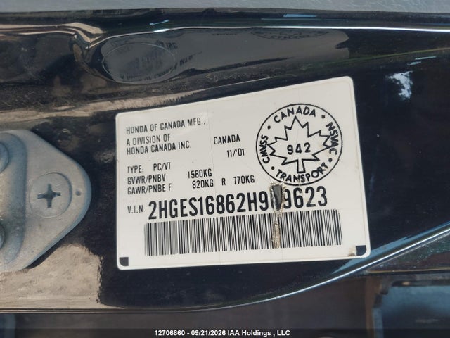 Продажа на аукционе авто 2002 Honda Civic Lx-g, vin: 2HGES16862H909623, номер лота: 12706860