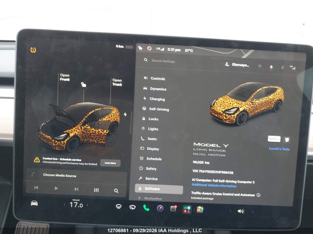 Aukcja sprzedaży 2022 Tesla Model Y Long Range, vin: 7SAYGDEEXNF568438, numer aukcji: 12706861