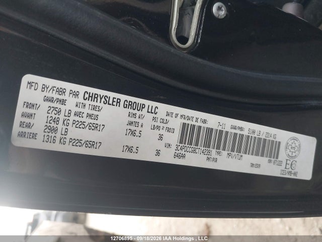 12706895 :رقم المزاد ، 3C4PDCCG8CT142391 vin ، 2012 Dodge Journey مزاد بيع