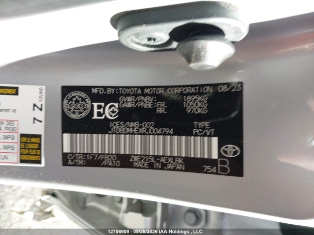 2024 Toyota Corolla Le/se/night Shade მანქანა იყიდება აუქციონზე, vin: JTDBDMHEXRJ004794, აუქციონის ნომერი: 12706909