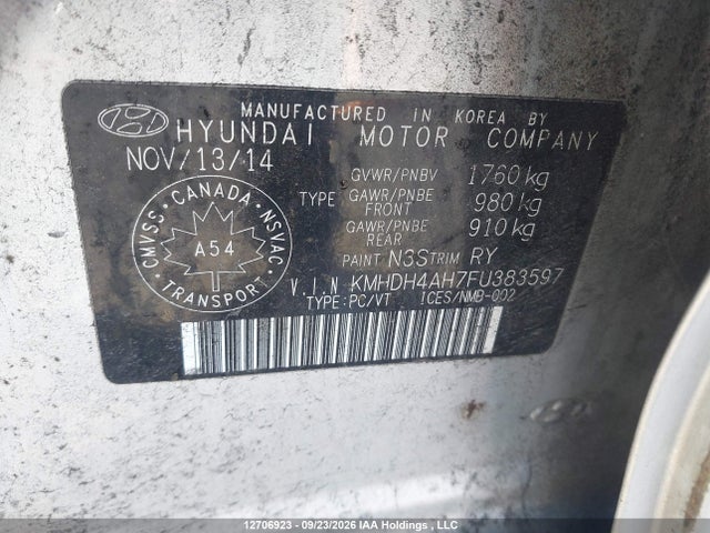 12706923 :رقم المزاد ، KMHDH4AH7FU383597 vin ، 2015 Hyundai Elantra Se/sport/limited مزاد بيع