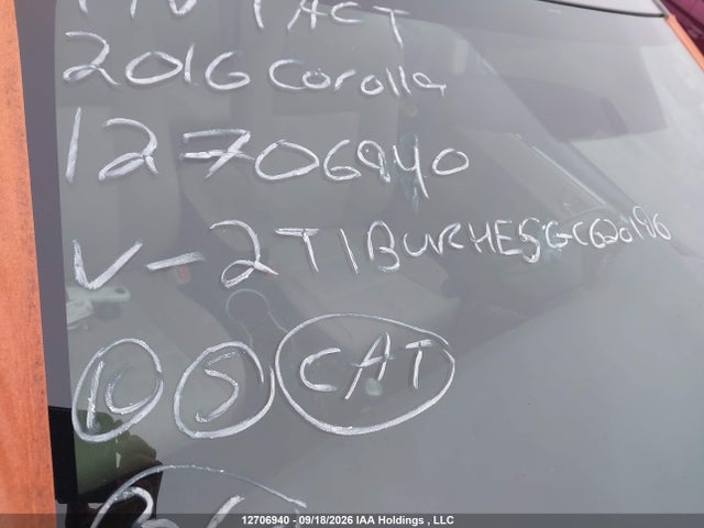 Aukcja sprzedaży 2016 Toyota Corolla Le, vin: 2T1BURHE5GC620196, numer aukcji: 12706940