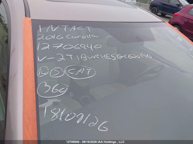 Aukcja sprzedaży 2016 Toyota Corolla Le, vin: 2T1BURHE5GC620196, numer aukcji: 12706940