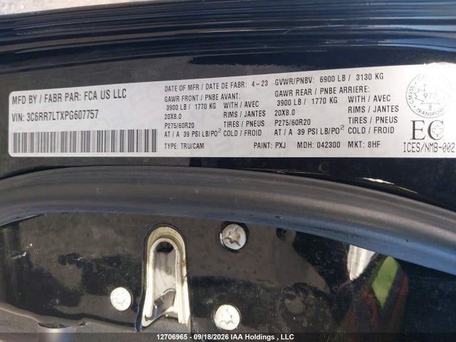Aukcja sprzedaży 2023 Ram 1500 Classic Slt, vin: 3C6RR7LTXPG607757, numer aukcji: 12706965