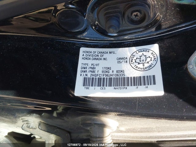 Honda Civic Touring 2018 2HGFC1F96JH106335 Image 21