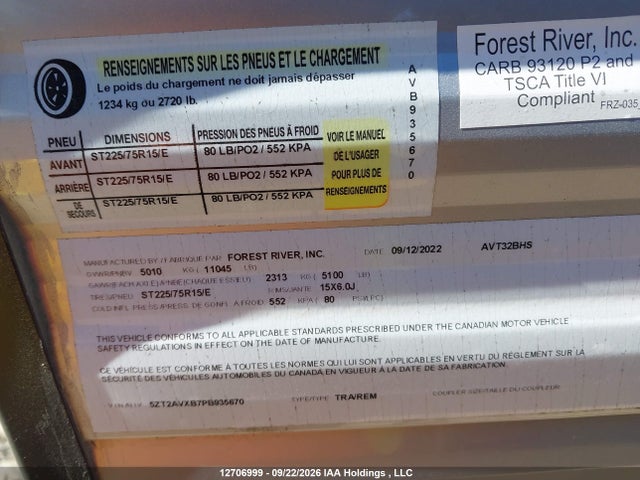 Forest River Trailer 2023 5ZT2AVXB7PB935670 Image 9