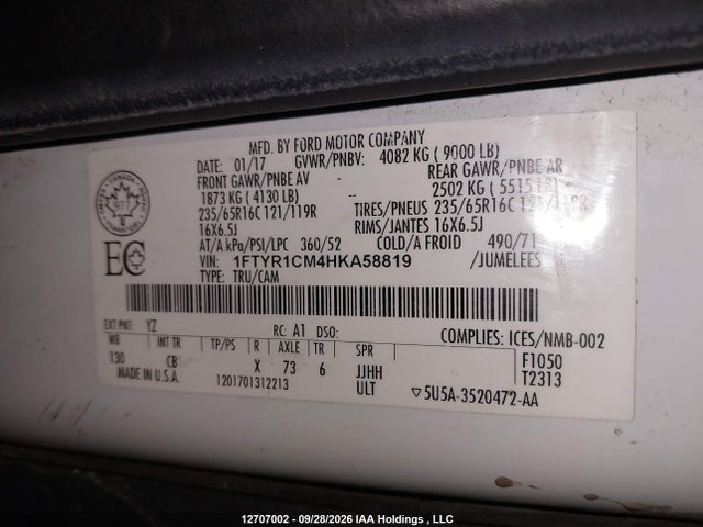 Ford Transit T-250 2017 1FTYR1CM4HKA58819 Image 9