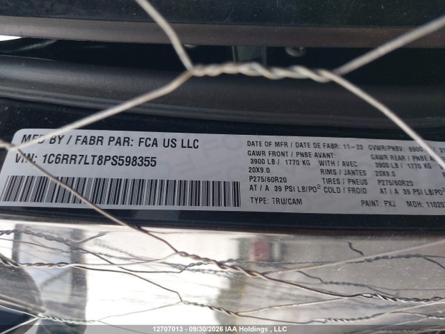 2023 Ram 1500 Classic Slt მანქანა იყიდება აუქციონზე, vin: 1C6RR7LT8PS598355, აუქციონის ნომერი: 12707013