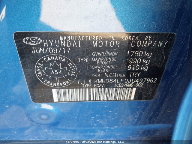 Aukcja sprzedaży 2018 Hyundai Elantra, vin: KMHD84LF9JU497962, numer aukcji: 12707016