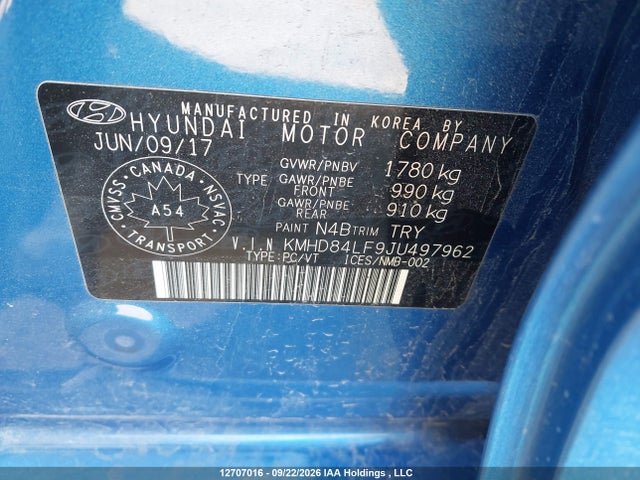 Aukcja sprzedaży 2018 Hyundai Elantra, vin: KMHD84LF9JU497962, numer aukcji: 12707016