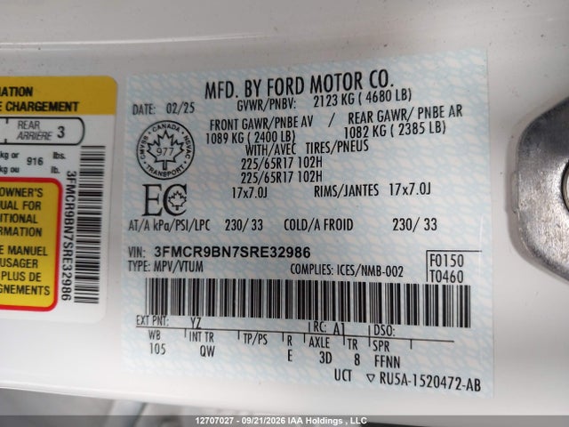 3FMCR9BN7SRE32986 Ford Bronco Sport Big Bend