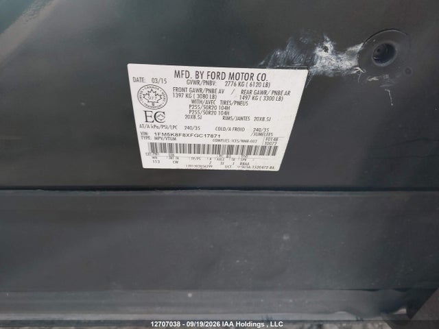 Ford Explorer Limited 2015 1FM5K8F8XFGC17871 Image 9